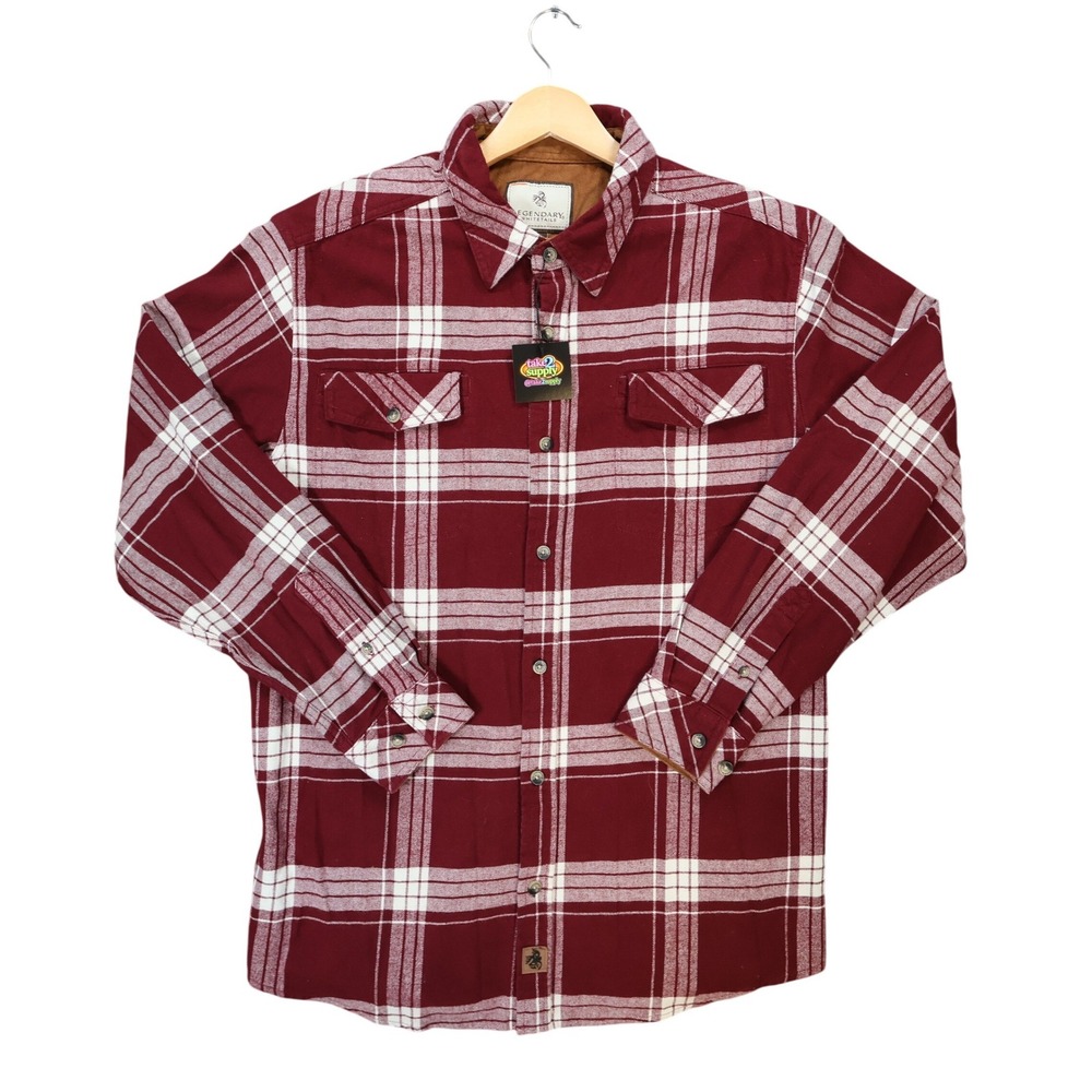 Legendary Whitetails Flannel Shirt Mens Large Maroon Excellent Plaid
